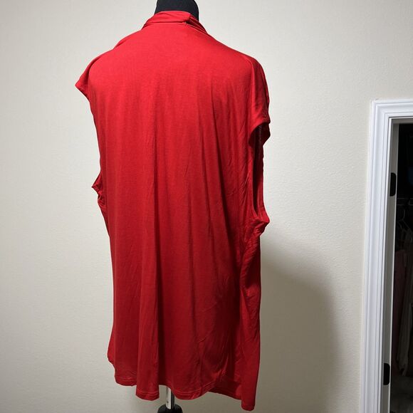 Lauren Ralph Lauren Surplice Top 3X Red Ruched Stretch Sleeveless Blouse Tunic - Picture 5 of 11